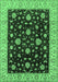 Machine Washable Oriental Emerald Green Traditional Area Rugs, wshurb605emgrn