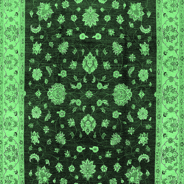 Machine Washable Oriental Emerald Green Traditional Area Rugs, wshurb605emgrn