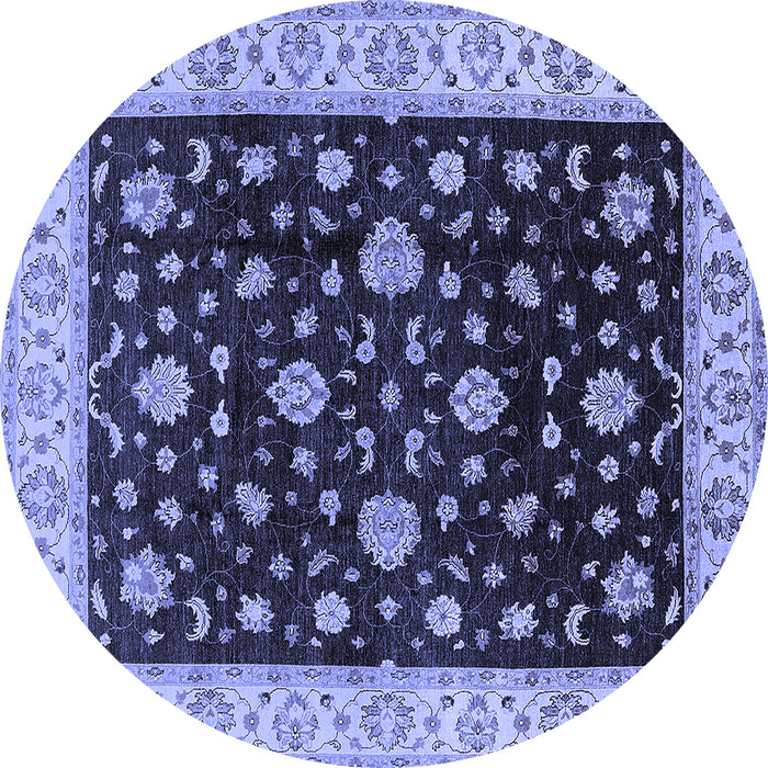 Round Oriental Blue Traditional Rug, urb605blu