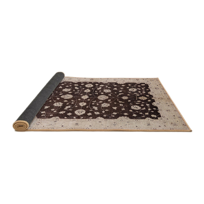 Sideview of Mid-Century Modern Bakers Brown Oriental Rug, urb606