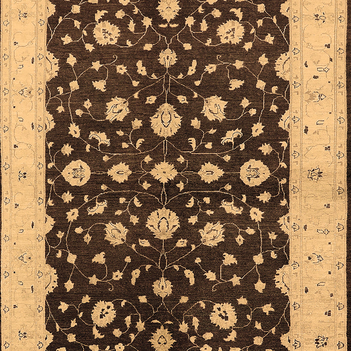 Machine Washable Oriental Brown Traditional Rug, wshurb606brn