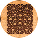 Round Machine Washable Oriental Orange Traditional Area Rugs, wshurb606org