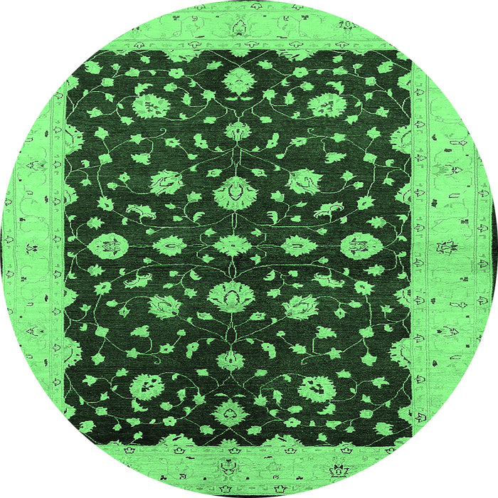Round Oriental Emerald Green Traditional Rug, urb606emgrn