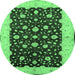 Round Oriental Emerald Green Traditional Rug, urb606emgrn