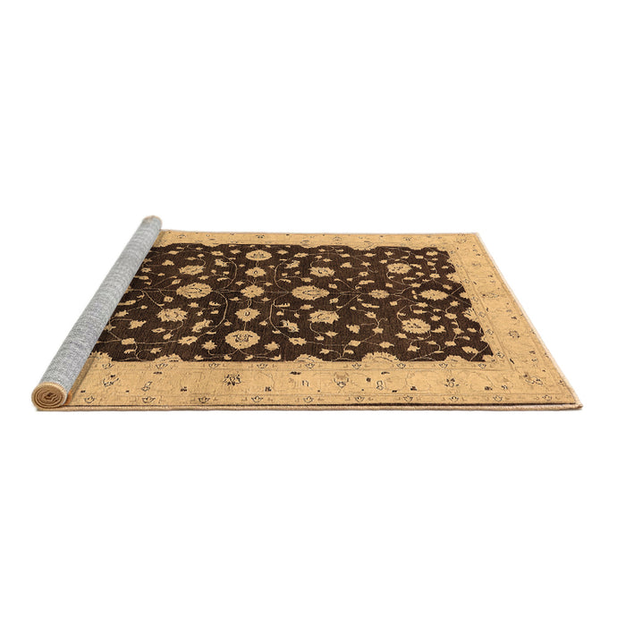 Sideview of Machine Washable Oriental Brown Traditional Rug, wshurb606brn