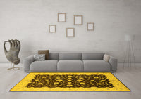 Machine Washable Oriental Yellow Traditional Rug, wshurb606yw