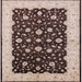 Square Mid-Century Modern Bakers Brown Oriental Rug, urb606