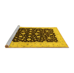 Sideview of Machine Washable Oriental Yellow Traditional Rug, wshurb606yw