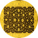 Round Oriental Yellow Traditional Rug, urb606yw