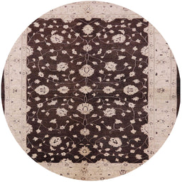 Round Machine Washable Industrial Modern Bakers Brown Rug, wshurb606
