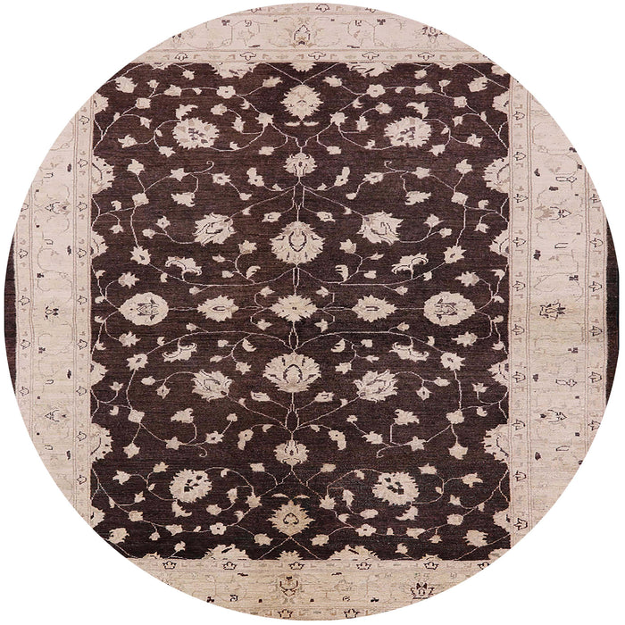 Round Machine Washable Industrial Modern Bakers Brown Rug, wshurb606