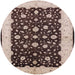 Round Machine Washable Industrial Modern Bakers Brown Rug, wshurb606