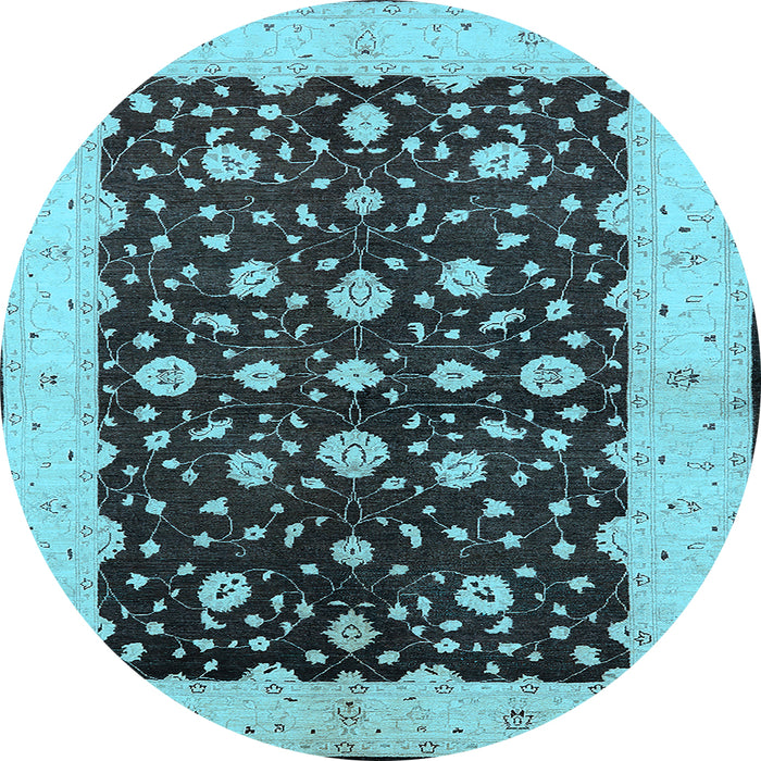 Round Oriental Light Blue Traditional Rug, urb606lblu