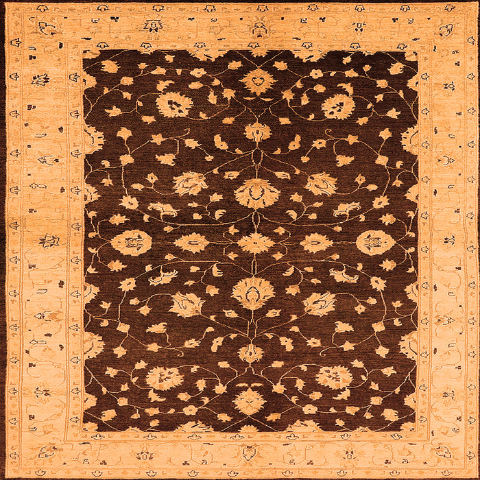 Square Oriental Orange Traditional Rug, urb606org