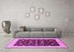 Machine Washable Oriental Pink Traditional Rug in a Living Room, wshurb606pnk