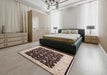 Mid-Century Modern Bakers Brown Oriental Rug in a Bedroom, urb606