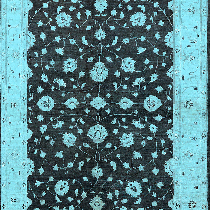 Machine Washable Oriental Light Blue Traditional Rug, wshurb606lblu