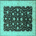 Square Oriental Turquoise Traditional Rug, urb606turq