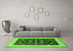 Machine Washable Oriental Green Traditional Area Rugs in a Living Room,, wshurb606grn