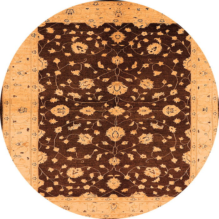 Round Oriental Orange Traditional Rug, urb606org