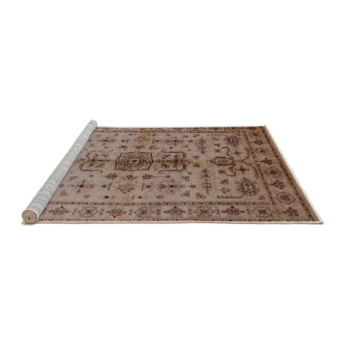 Sideview of Machine Washable Industrial Modern Sienna Brown Rug, wshurb607