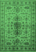 Machine Washable Oriental Emerald Green Traditional Area Rugs, wshurb607emgrn