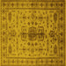 Square Machine Washable Oriental Yellow Traditional Rug, wshurb607yw