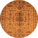Round Oriental Orange Traditional Rug, urb607org