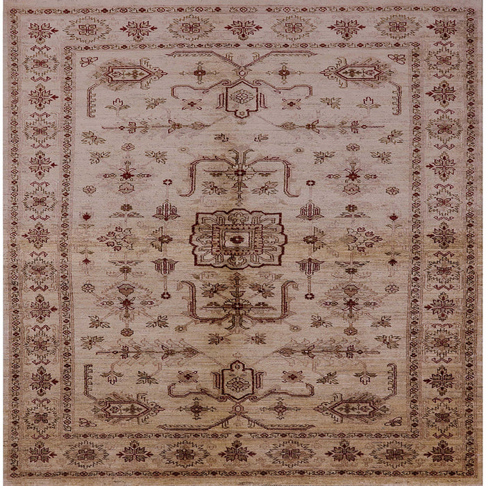 Square Mid-Century Modern Sienna Brown Oriental Rug, urb607
