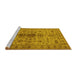 Sideview of Machine Washable Oriental Yellow Traditional Rug, wshurb607yw