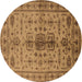 Round Oriental Brown Traditional Rug, urb607brn