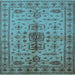 Square Machine Washable Oriental Light Blue Traditional Rug, wshurb607lblu