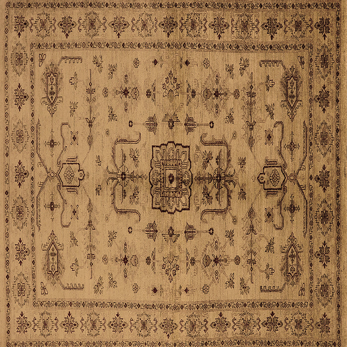 Square Machine Washable Oriental Brown Traditional Rug, wshurb607brn