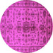 Round Oriental Pink Traditional Rug, urb607pnk