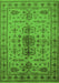 Machine Washable Oriental Green Traditional Area Rugs, wshurb607grn