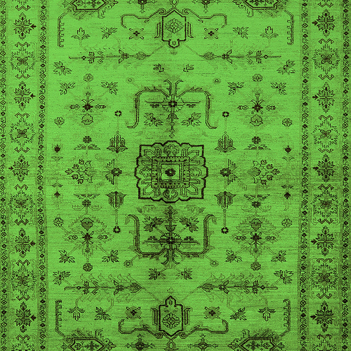 Machine Washable Oriental Green Traditional Area Rugs, wshurb607grn