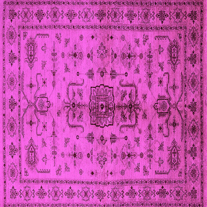 Square Machine Washable Oriental Pink Traditional Rug, wshurb607pnk