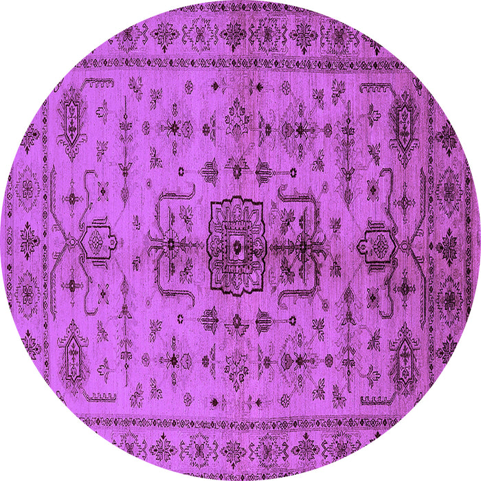 Round Oriental Purple Traditional Rug, urb607pur