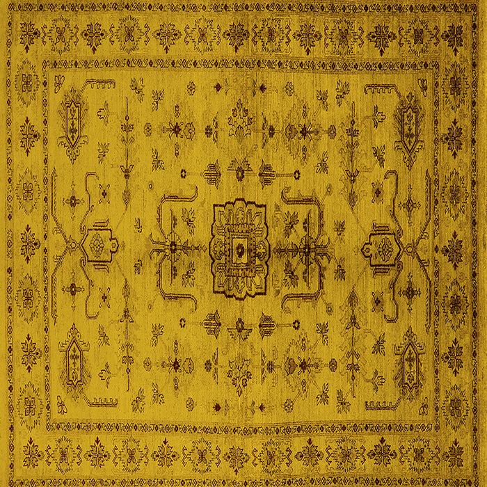 Square Oriental Yellow Traditional Rug, urb607yw