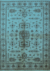 Oriental Light Blue Traditional Rug, urb607lblu