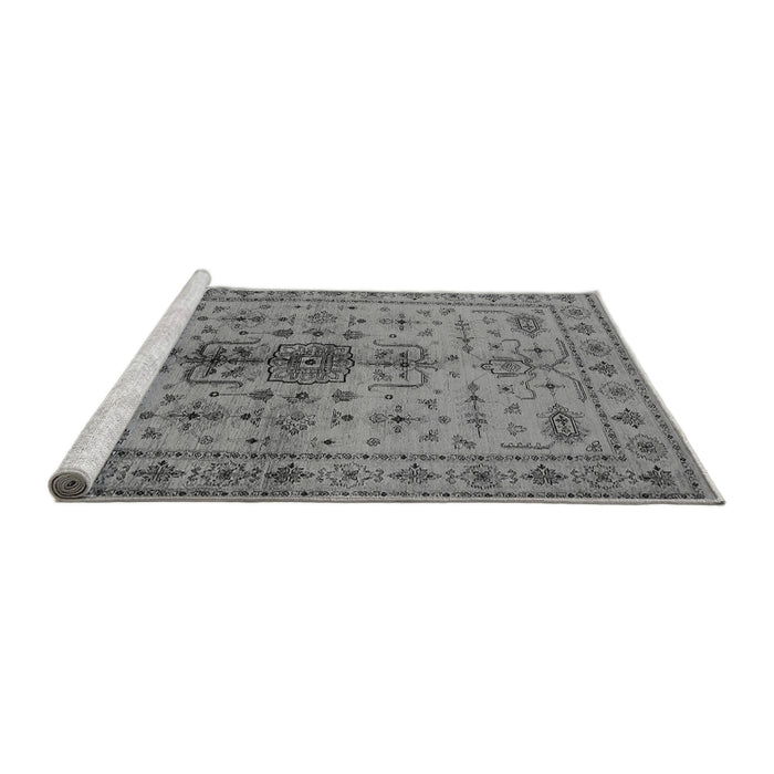 Sideview of Machine Washable Oriental Gray Traditional Rug, wshurb607gry