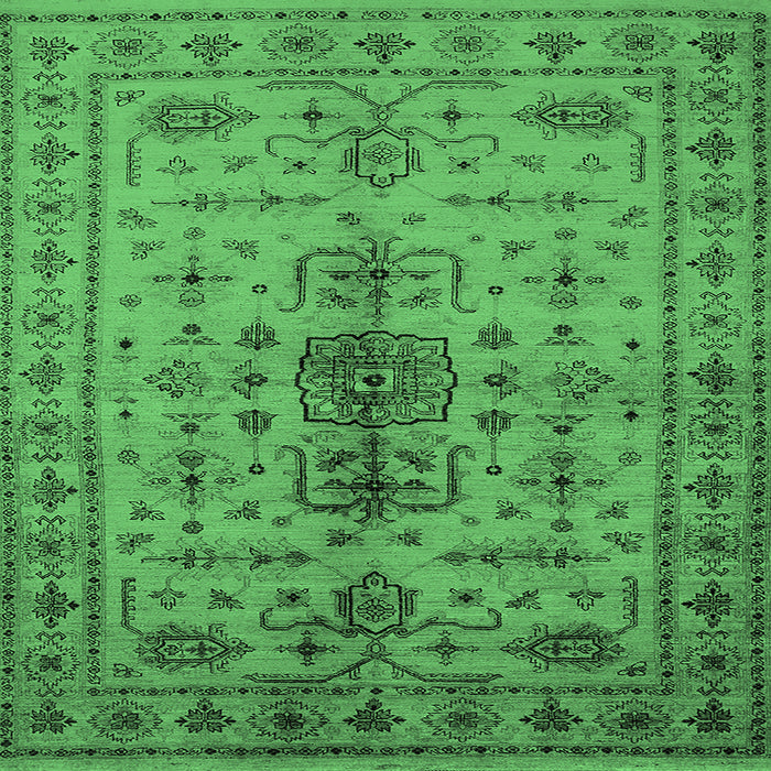 Square Oriental Emerald Green Traditional Rug, urb607emgrn