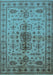 Machine Washable Oriental Light Blue Traditional Rug, wshurb607lblu