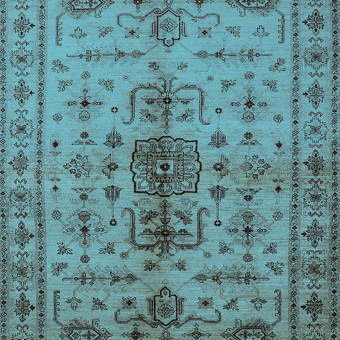 Machine Washable Oriental Light Blue Traditional Rug, wshurb607lblu