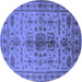 Round Oriental Blue Traditional Rug, urb607blu