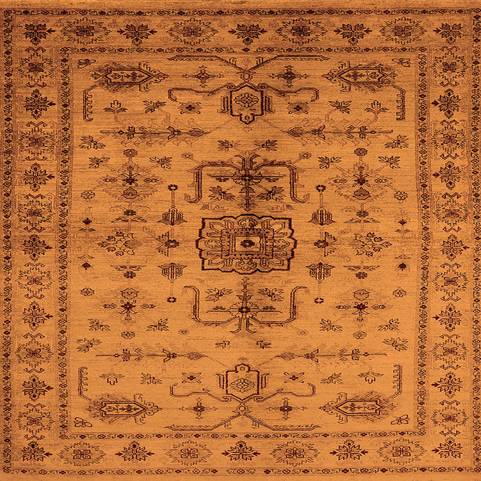 Square Oriental Orange Traditional Rug, urb607org