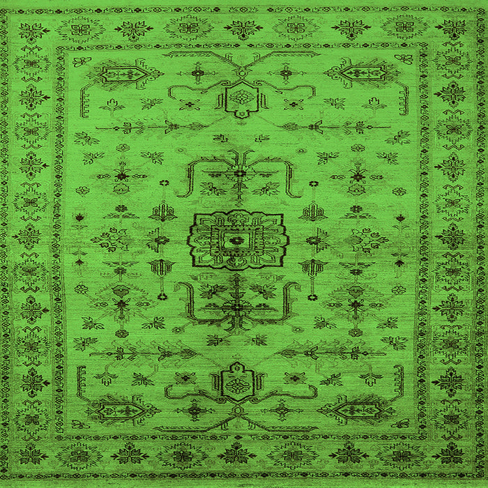 Square Machine Washable Oriental Green Traditional Area Rugs, wshurb607grn