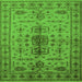 Square Machine Washable Oriental Green Traditional Area Rugs, wshurb607grn