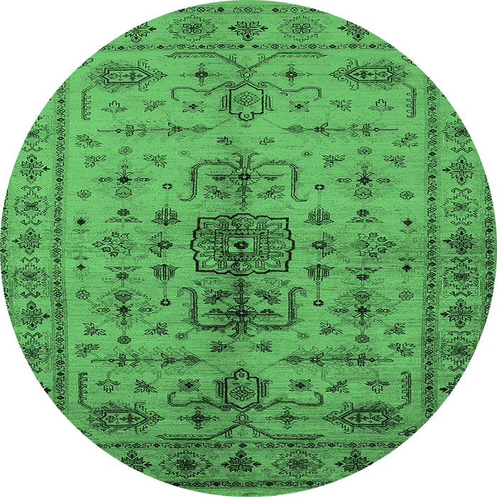 Round Oriental Emerald Green Traditional Rug, urb607emgrn
