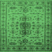 Square Machine Washable Oriental Emerald Green Traditional Area Rugs, wshurb607emgrn